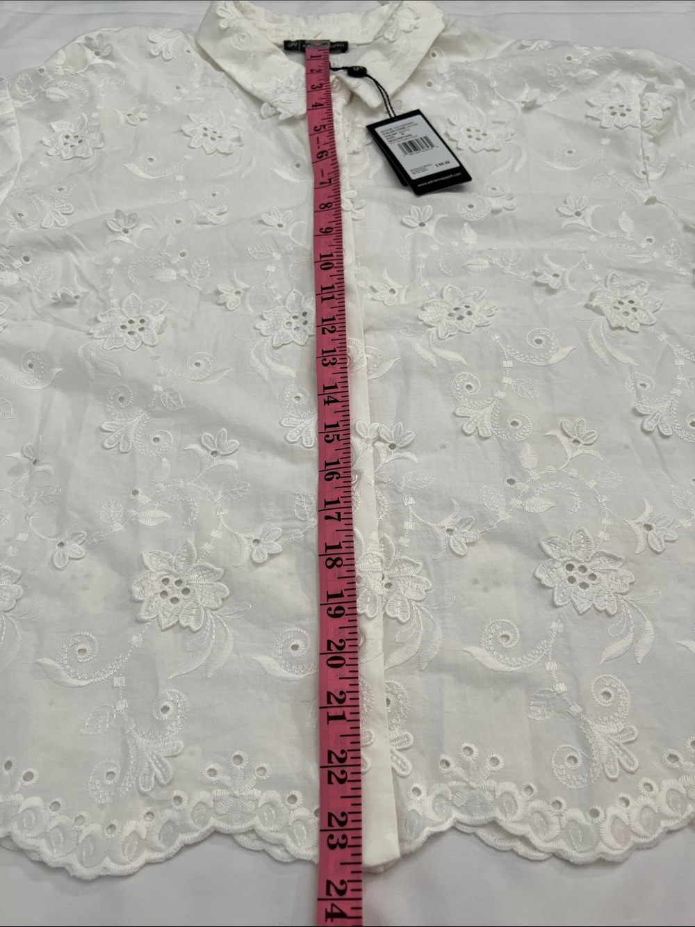 Adrianna Papell White Eyelet Embroidered Cotton Blouse M - Picture 14 of 16